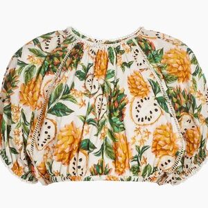 Farm Rio Biriba Fruit Puff-Sleeve Crop Top